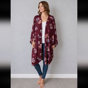 Want and Need kimono floral lace maroon 2XL